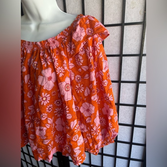 Free People Miss Daisy floral printed smock blouse in pink Floral Orange Size/M - Picture 7 of 10